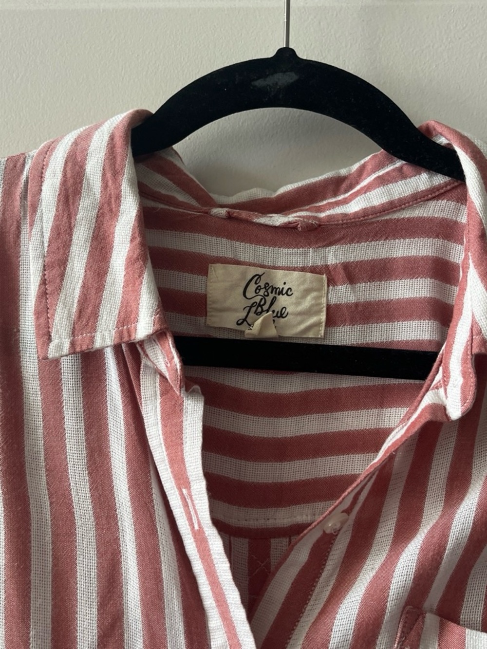 Cosmic Blue Pink & White Striped Button-Down Shirt